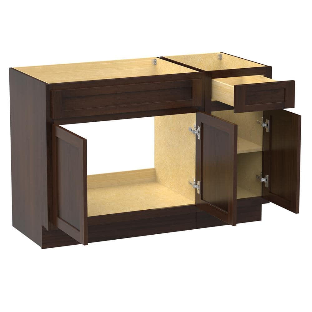 Vanity Art 51 in. W x 21 in. D x 32.5 in. H Bath Vanity Cabinet without Top in Brown
