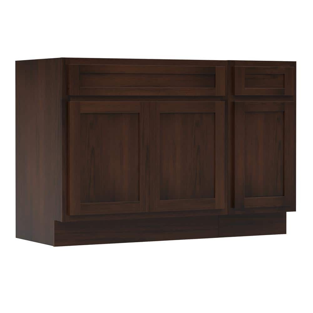 Vanity Art 54 in. W x 21 in. D x 32.5 in. H Bath Vanity Cabinet without Top in Brown
