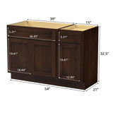 Vanity Art 54 in. W x 21 in. D x 32.5 in. H Bath Vanity Cabinet without Top in Brown