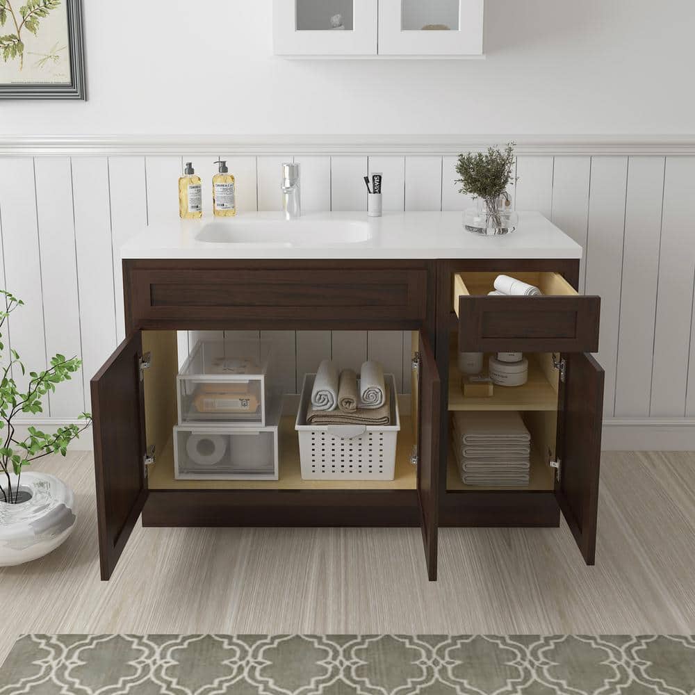 Vanity Art 54 in. W x 21 in. D x 32.5 in. H Bath Vanity Cabinet without Top in Brown