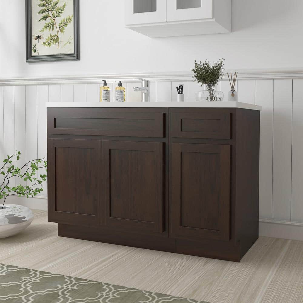 Vanity Art 54 in. W x 21 in. D x 32.5 in. H Bath Vanity Cabinet without Top in Brown