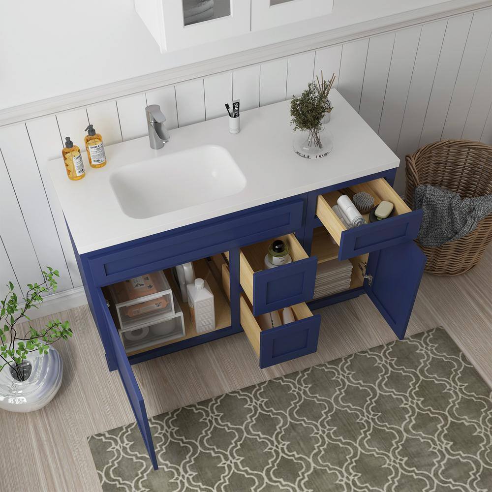 Vanity Art 51 in. W x 21 in. D x 32.5 in. H Bath Vanity Cabinet without Top in Blue