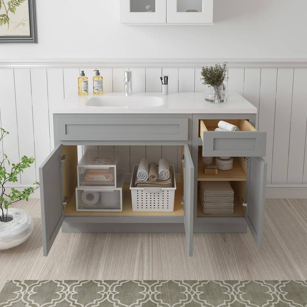 Vanity Art 51 in. W x 21 in. D x 32.5 in. H Bath Vanity Cabinet without Top in Gray