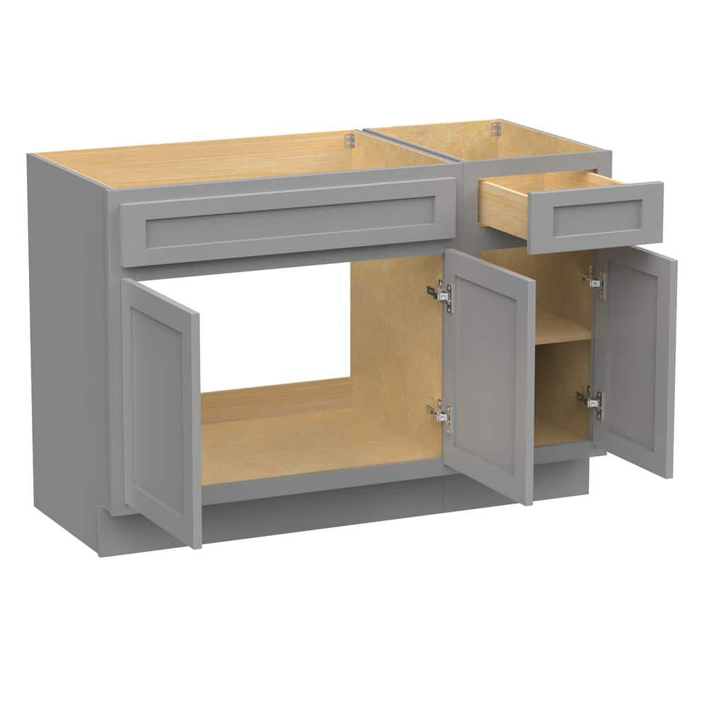 Vanity Art 51 in. W x 21 in. D x 32.5 in. H Bath Vanity Cabinet without Top in Gray