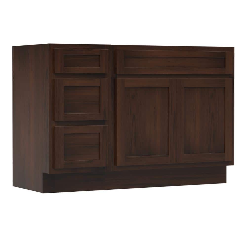 Vanity Art 45 in. W x 21 in. D x 32.5 in. H Bath Vanity Cabinet without Top in Brown