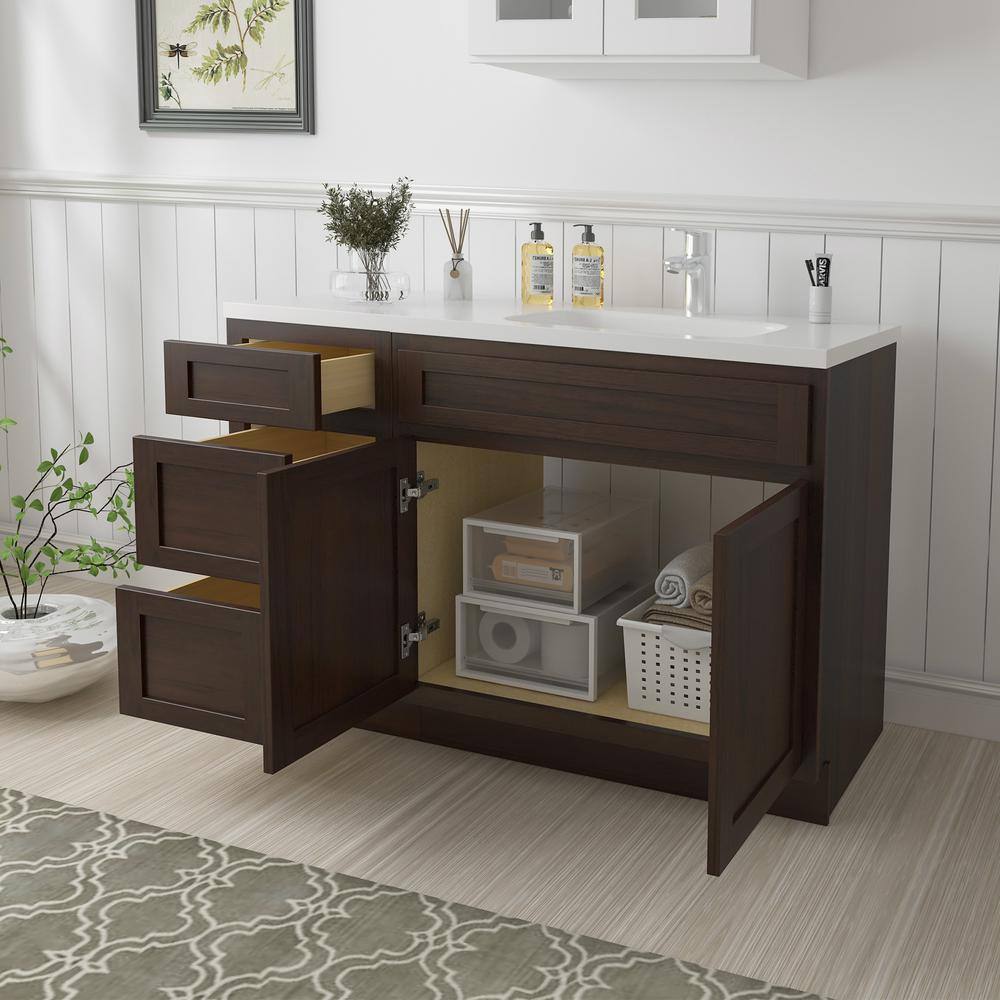 Vanity Art 45 in. W x 21 in. D x 32.5 in. H Bath Vanity Cabinet without Top in Brown