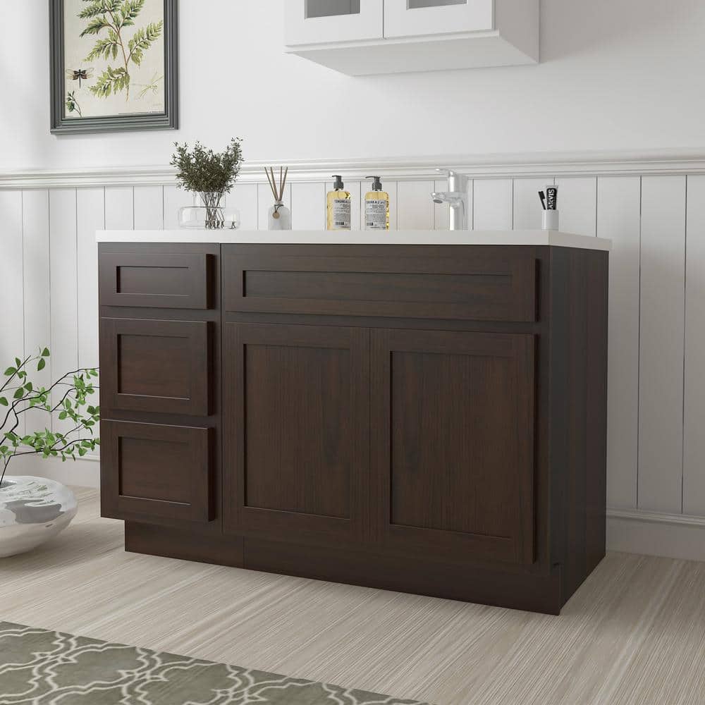 Vanity Art 45 in. W x 21 in. D x 32.5 in. H Bath Vanity Cabinet without Top in Brown