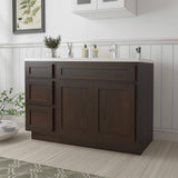 Vanity Art 45 in. W x 21 in. D x 32.5 in. H Bath Vanity Cabinet without Top in Brown