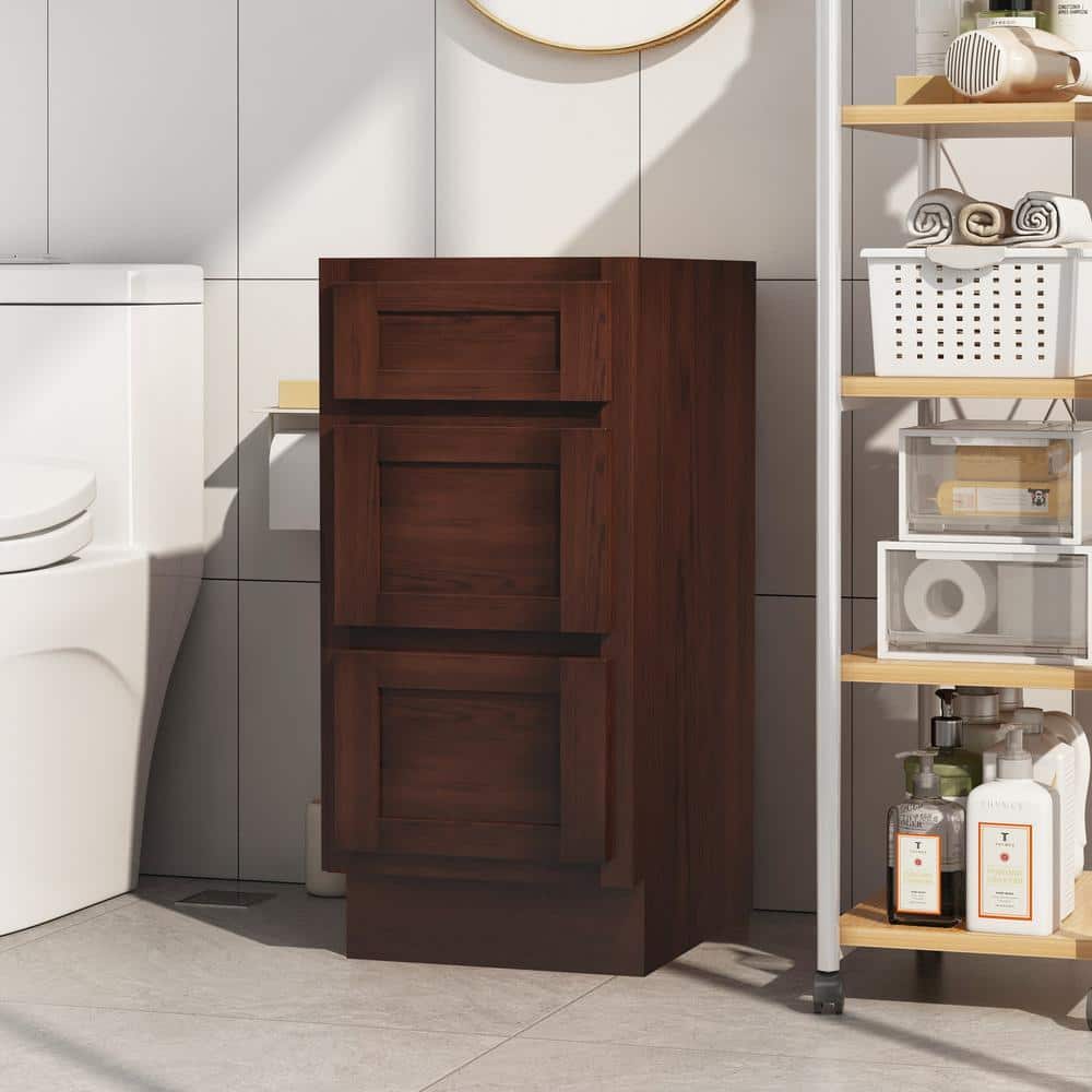 Vanity Art 15 in. W x 21 in. D x 32.5 in. H 3-Drawers Bath Vanity Cabinet Only in Brown