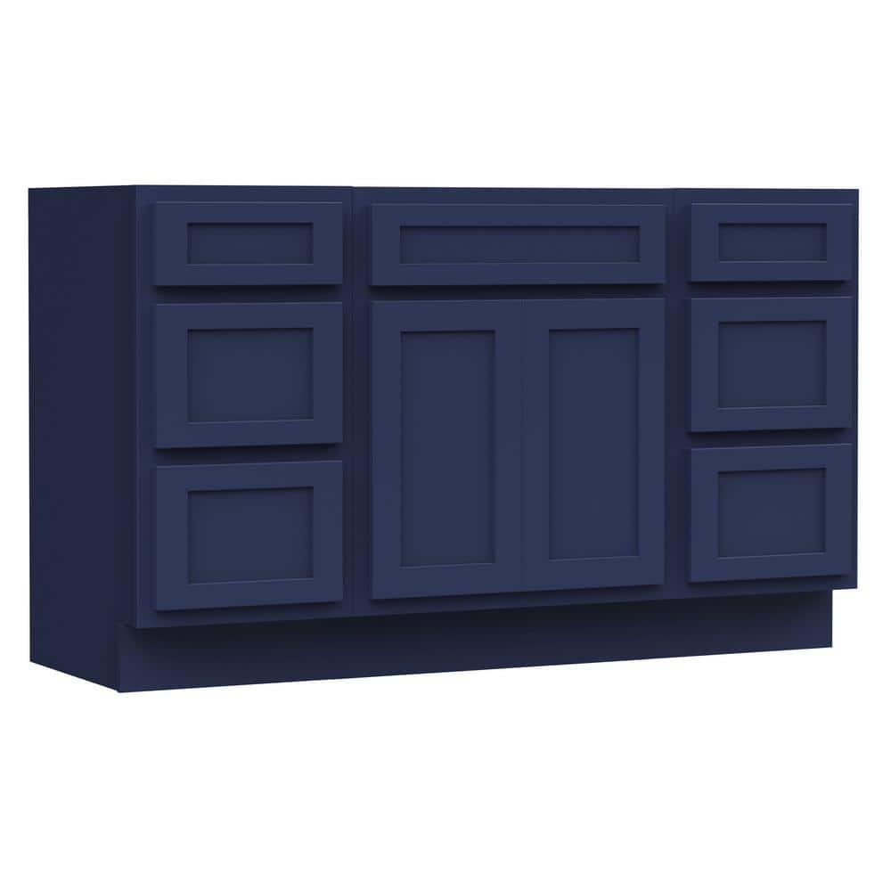 Vanity Art 54 in. W x 21 in. D x 32.5 in. H Bath Vanity Cabinet without Top in Blue