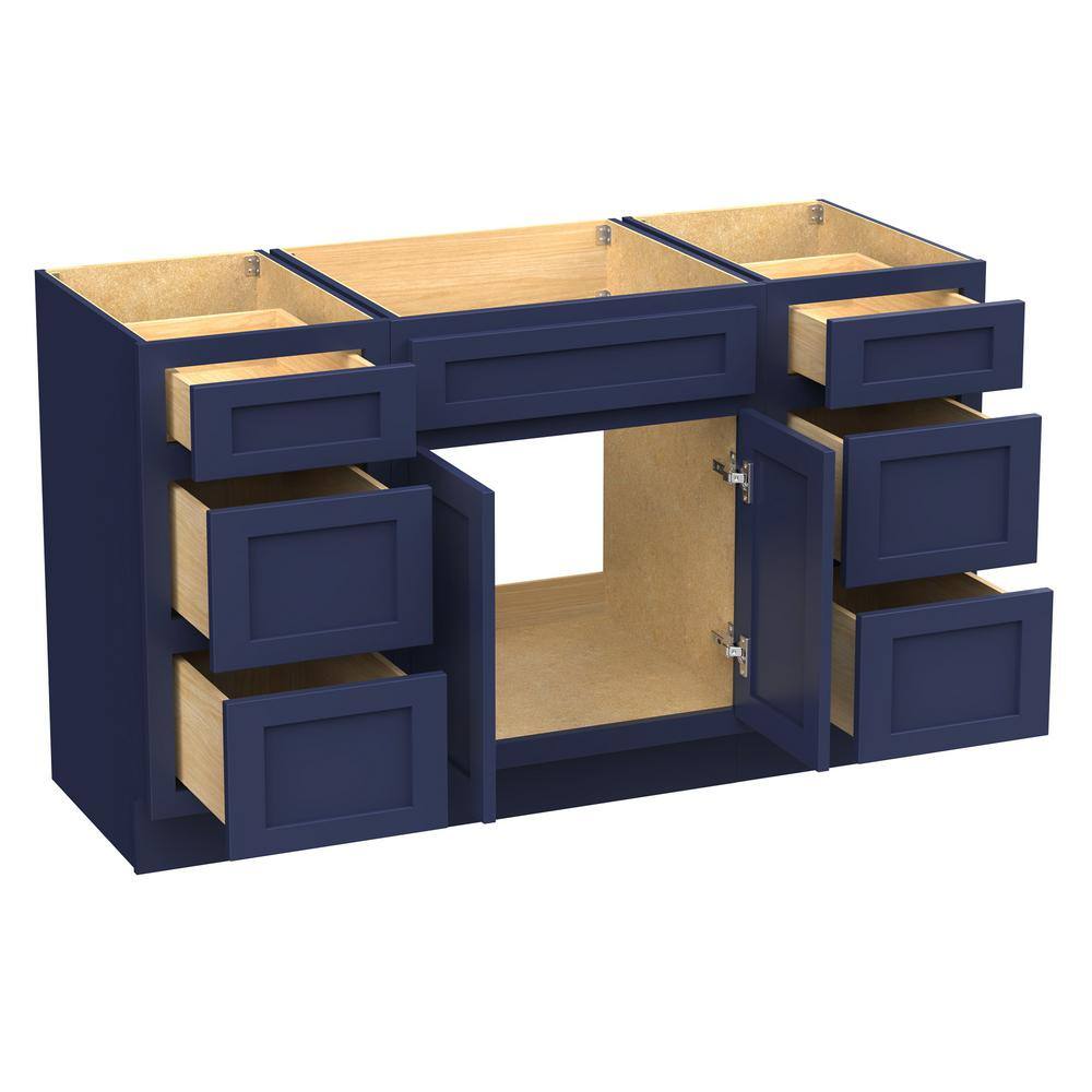 Vanity Art 54 in. W x 21 in. D x 32.5 in. H Bath Vanity Cabinet without Top in Blue