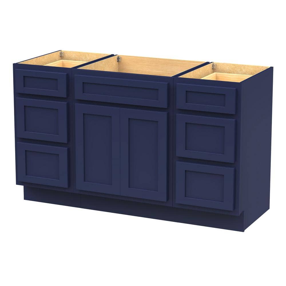 Vanity Art 54 in. W x 21 in. D x 32.5 in. H Bath Vanity Cabinet without Top in Blue