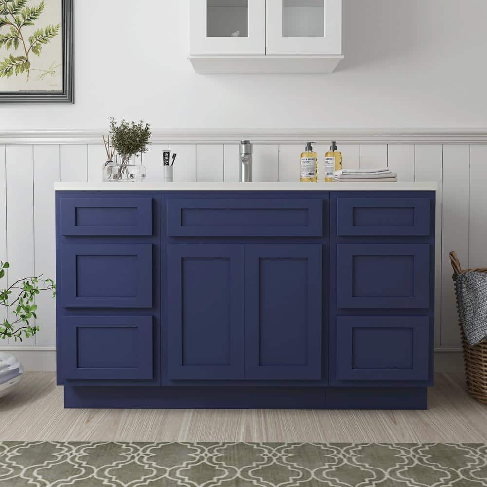 Vanity Art 54 in. W x 21 in. D x 32.5 in. H Bath Vanity Cabinet without Top in Blue