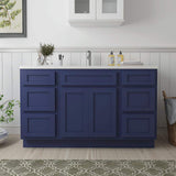Vanity Art 54 in. W x 21 in. D x 32.5 in. H Bath Vanity Cabinet without Top in Blue