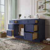 Vanity Art 54 in. W x 21 in. D x 32.5 in. H Bath Vanity Cabinet without Top in Blue