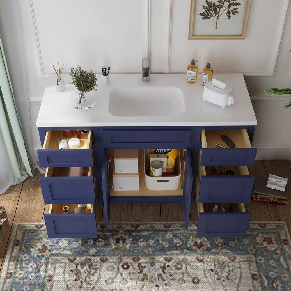 Vanity Art 54 in. W x 21 in. D x 32.5 in. H Bath Vanity Cabinet without Top in Blue