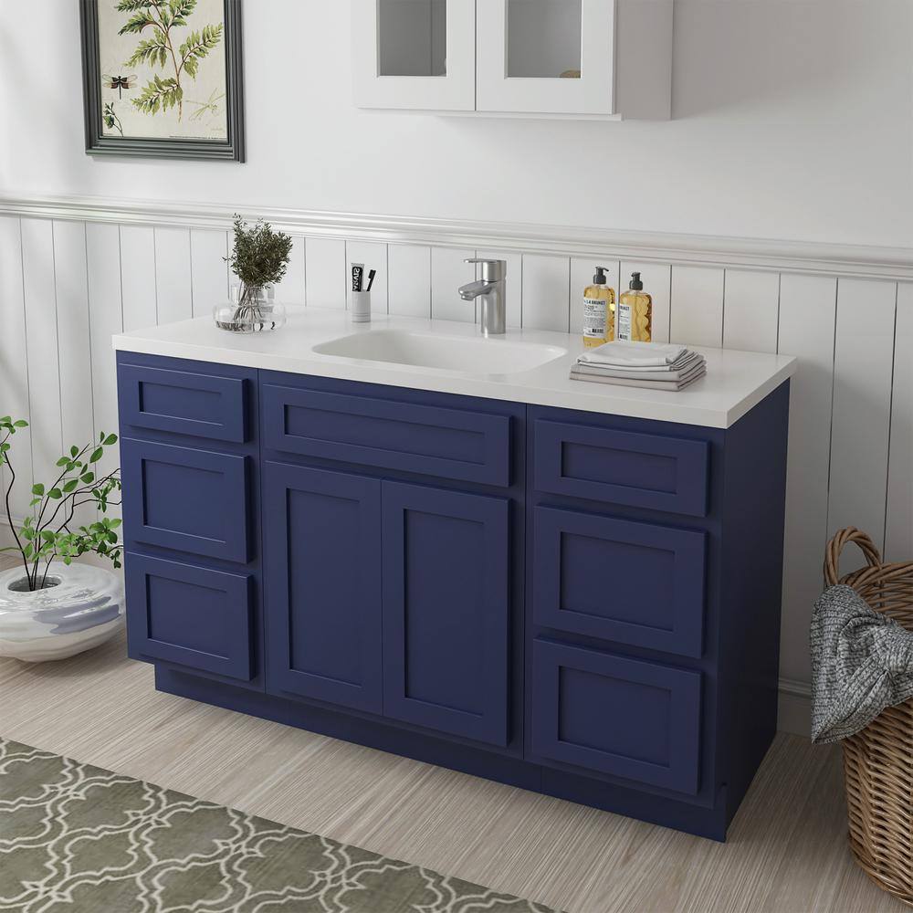 Vanity Art 54 in. W x 21 in. D x 32.5 in. H Bath Vanity Cabinet without Top in Blue