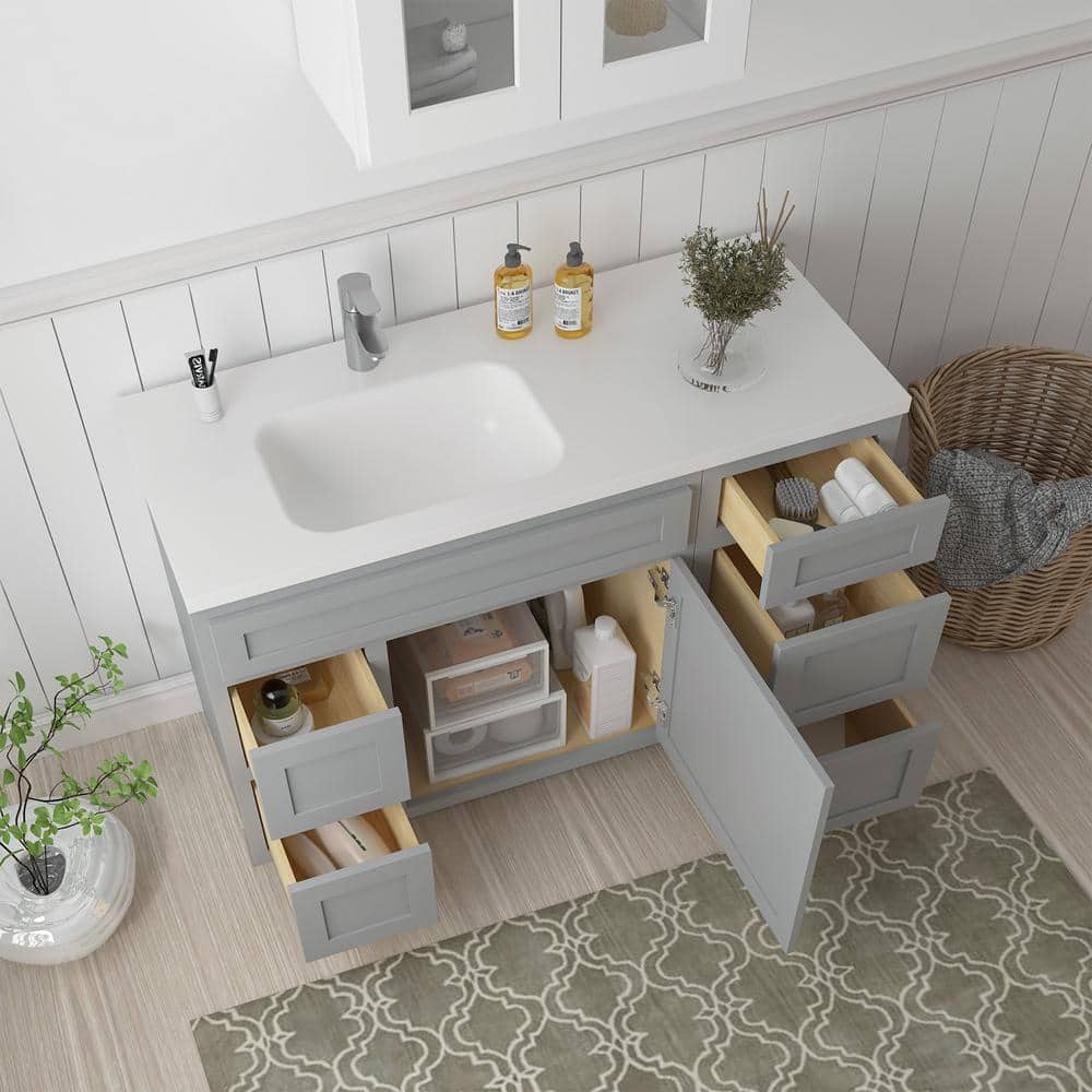 Vanity Art 51 in. W x 21 in. D x 32.5 in. H Bath Vanity Cabinet without Top in Gray