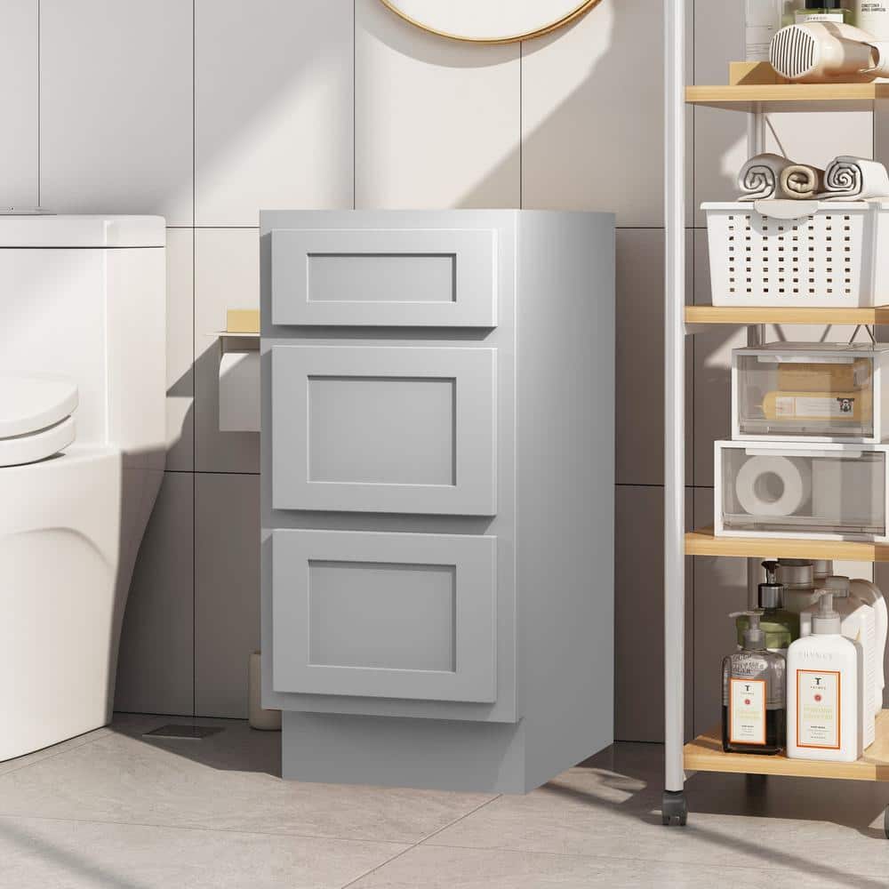 Vanity Art 15 in. W x 21 in. D x 32.5 in. H 3-Drawers Bath Vanity Cabinet Only in Gray