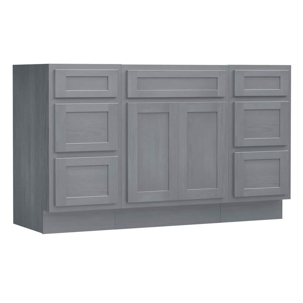 Vanity Art 54 in. W x 21 in. D x 32.5 in. H Bath Vanity Cabinet without Top in Silver