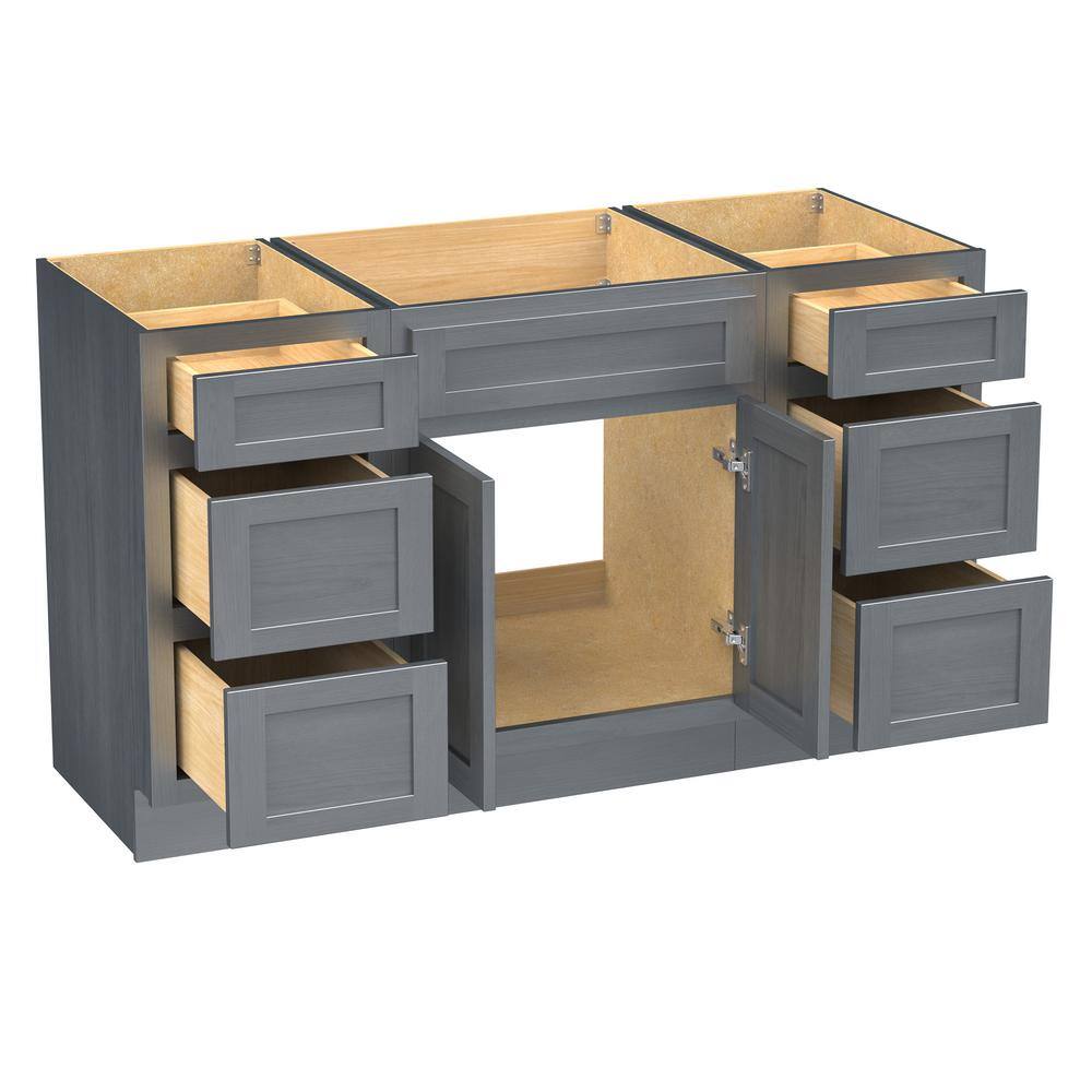 Vanity Art 54 in. W x 21 in. D x 32.5 in. H Bath Vanity Cabinet without Top in Silver