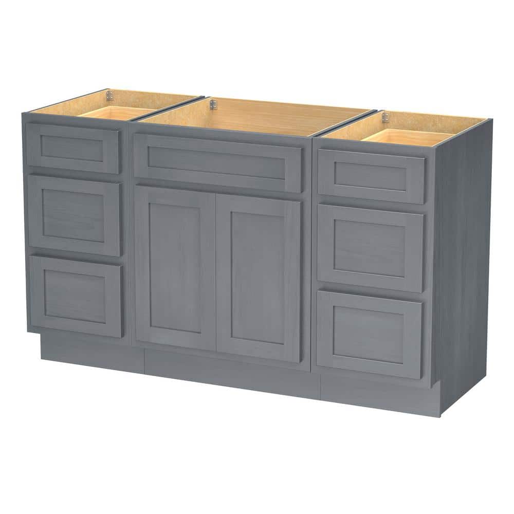Vanity Art 54 in. W x 21 in. D x 32.5 in. H Bath Vanity Cabinet without Top in Silver