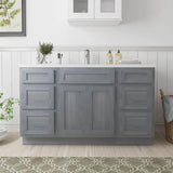 Vanity Art 54 in. W x 21 in. D x 32.5 in. H Bath Vanity Cabinet without Top in Silver