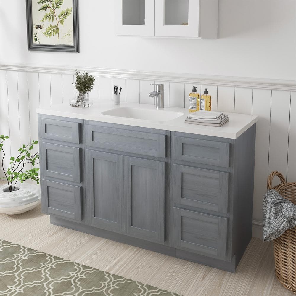 Vanity Art 54 in. W x 21 in. D x 32.5 in. H Bath Vanity Cabinet without Top in Silver
