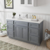 Vanity Art 54 in. W x 21 in. D x 32.5 in. H Bath Vanity Cabinet without Top in Silver