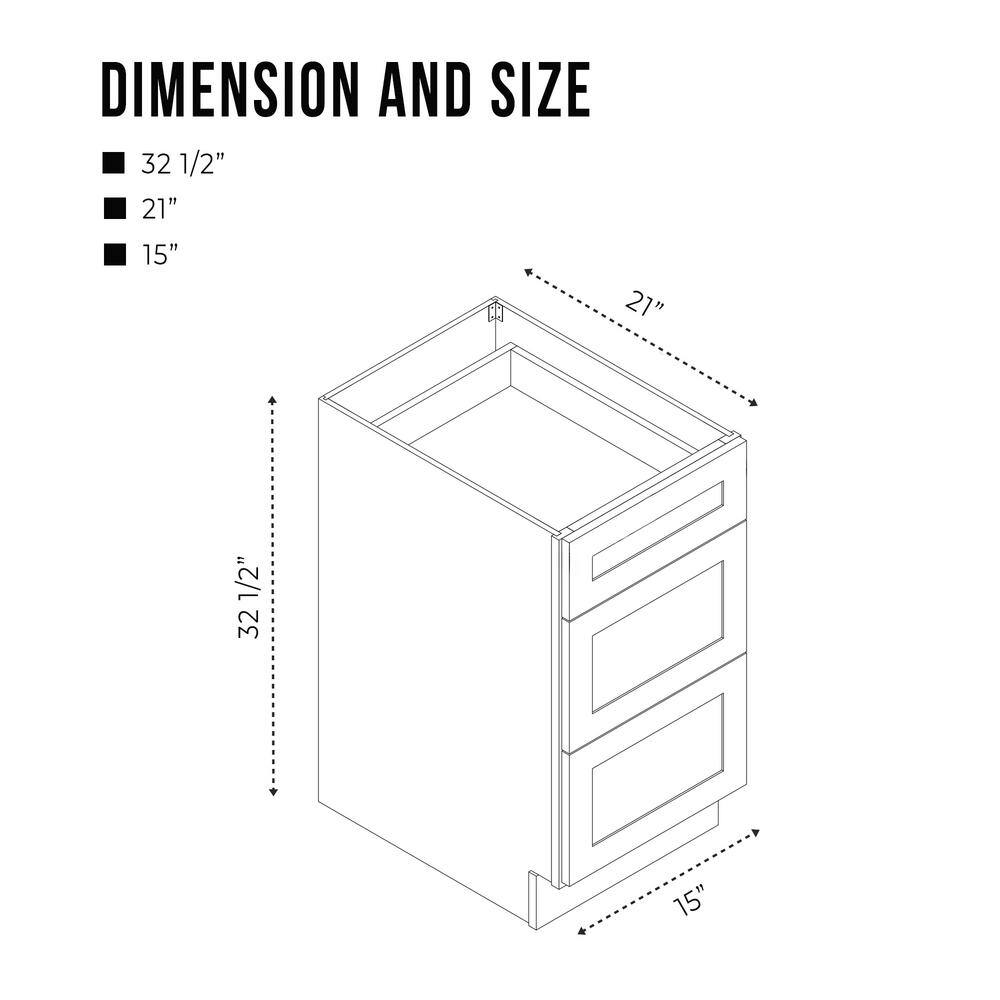 Vanity Art 15 in. W x 21 in. D x 32.5 in. H 3-Drawers Bath Vanity Cabinet without Top in Silver