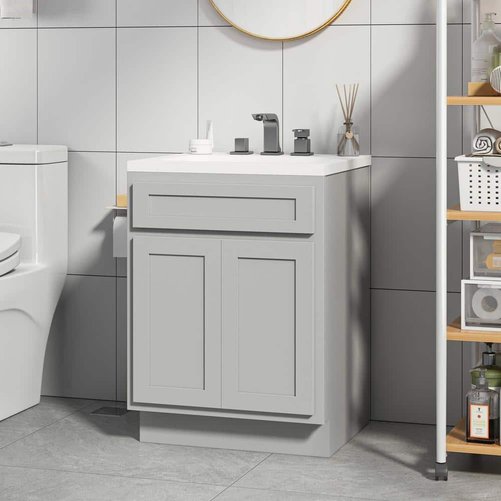 Vanity Art 24 in. W x 21 in. D x 32.5 in. H 2-Doors Bath Vanity Cabinet Only in Gray