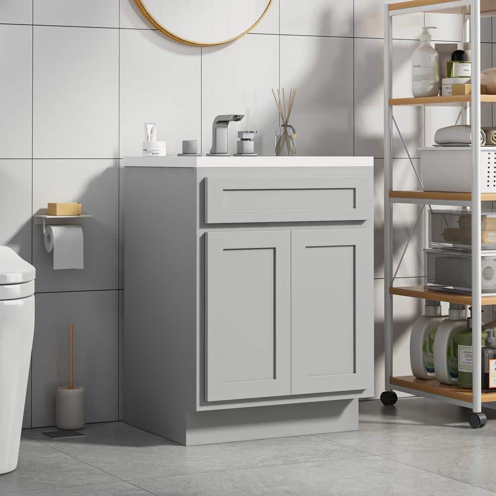 Vanity Art 24 in. W x 21 in. D x 32.5 in. H 2-Doors Bath Vanity Cabinet Only in Gray