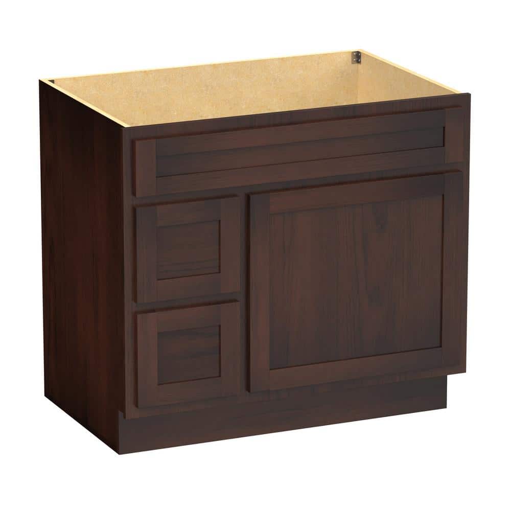 Vanity Art 36 in. W x 21 in. D x 32.5 in. H 2-Left Drawers Bath Vanity Cabinet Only in Brown