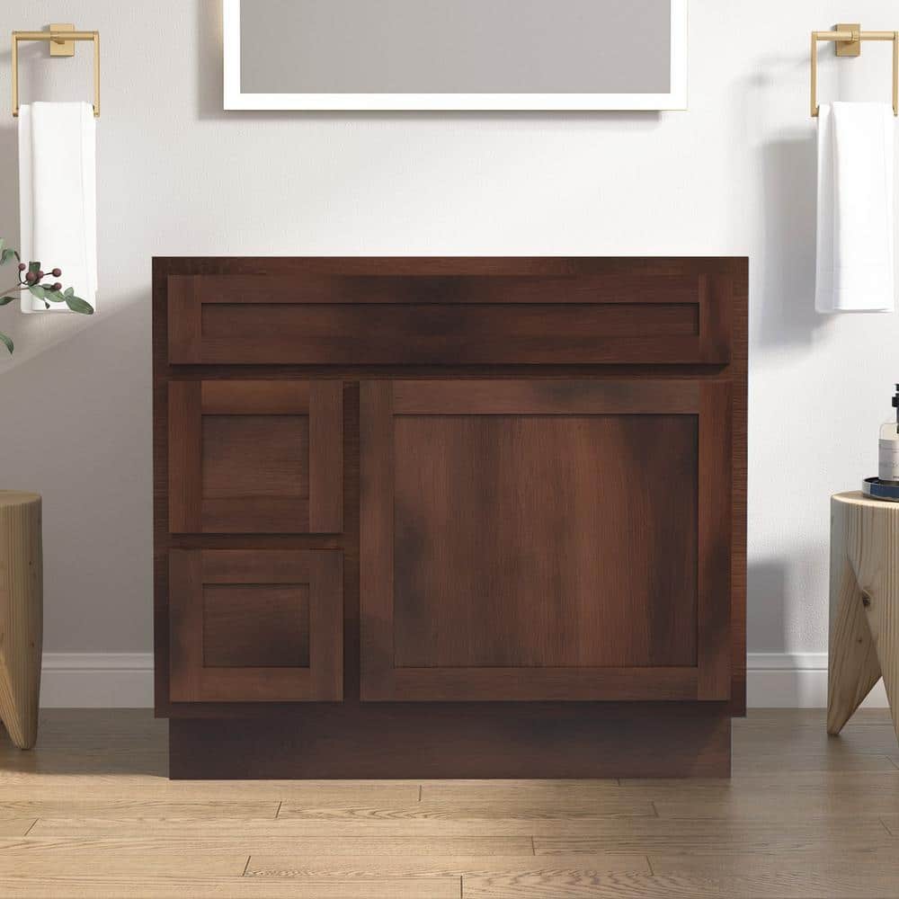 Vanity Art 36 in. W x 21 in. D x 32.5 in. H 2-Left Drawers Bath Vanity Cabinet Only in Brown