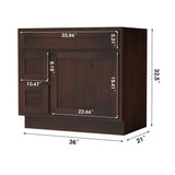 Vanity Art 36 in. W x 21 in. D x 32.5 in. H 2-Left Drawers Bath Vanity Cabinet Only in Brown