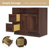Vanity Art 36 in. W x 21 in. D x 32.5 in. H 2-Left Drawers Bath Vanity Cabinet Only in Brown