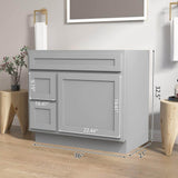 Vanity Art 36 in. W x 21 in. D x 32.5 in. H 2-Left Drawers Bath Vanity Cabinet Only in Gray