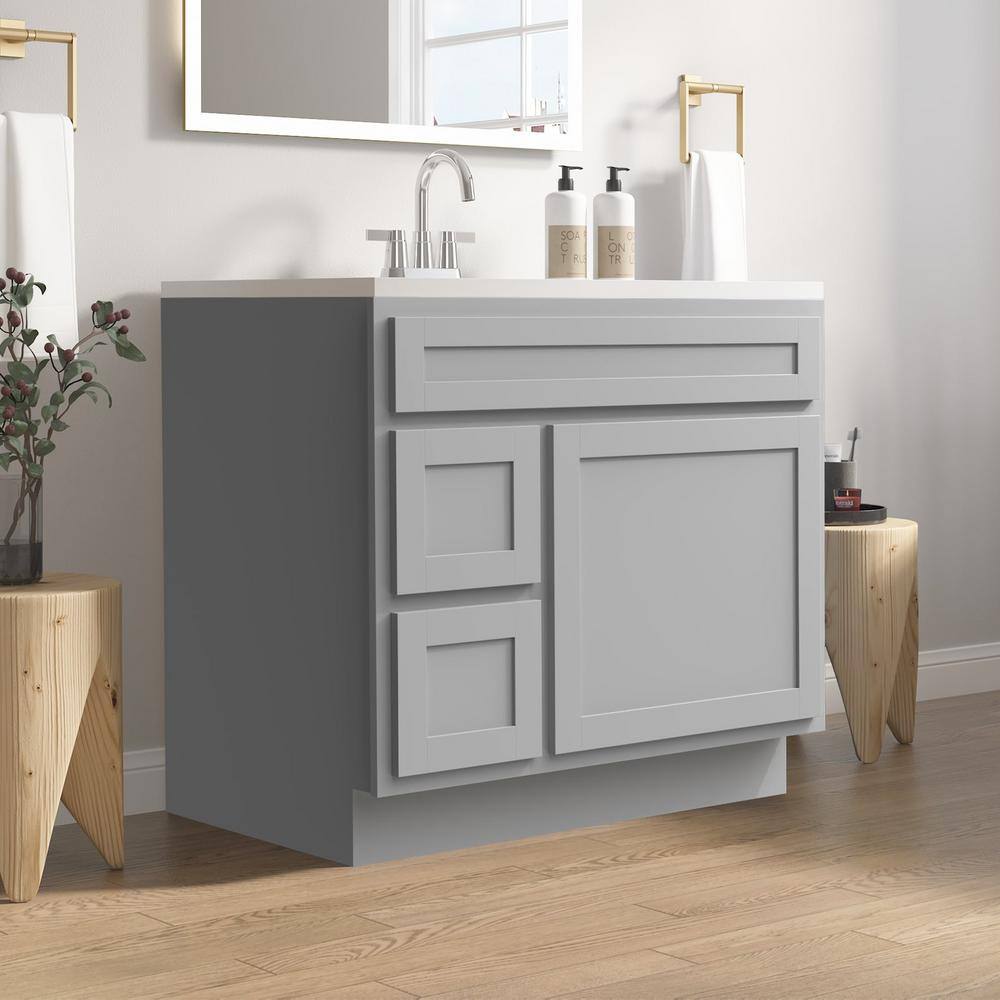 Vanity Art 36 in. W x 21 in. D x 32.5 in. H 2-Left Drawers Bath Vanity Cabinet Only in Gray