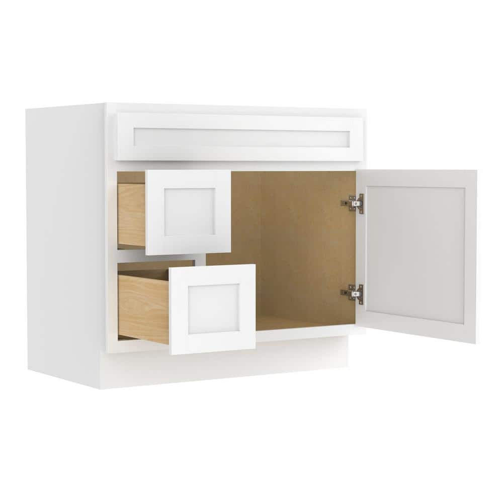 Vanity Art 36 in. W x 21 in. D x 32.5 in. H 2-Left Drawers Bath Vanity Cabinet Only in White