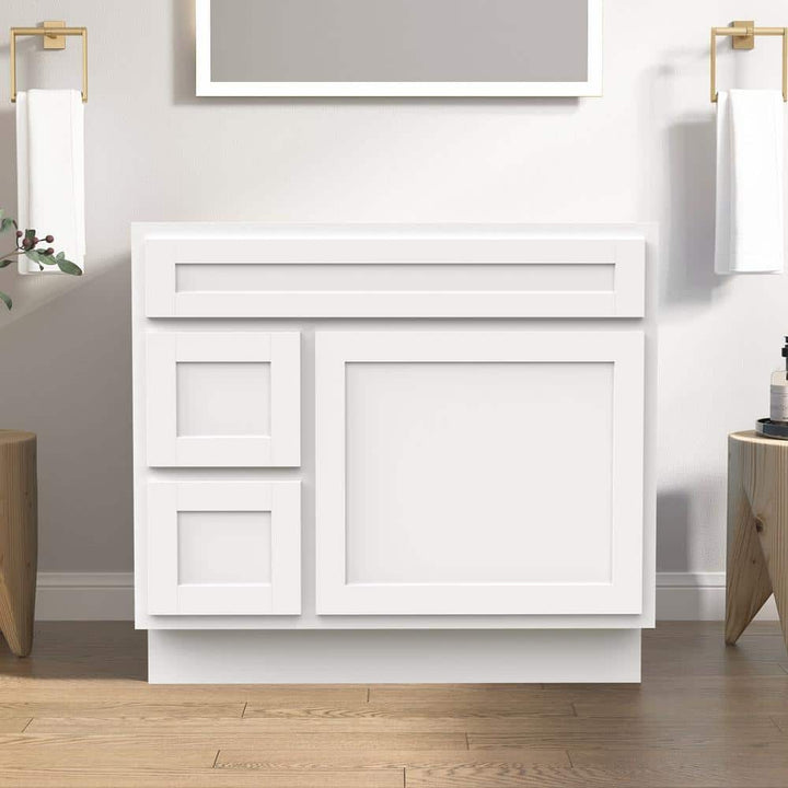 Vanity Art 36 in. W x 21 in. D x 32.5 in. H 2-Left Drawers Bath Vanity Cabinet Only in White