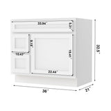 Vanity Art 36 in. W x 21 in. D x 32.5 in. H 2-Left Drawers Bath Vanity Cabinet Only in White