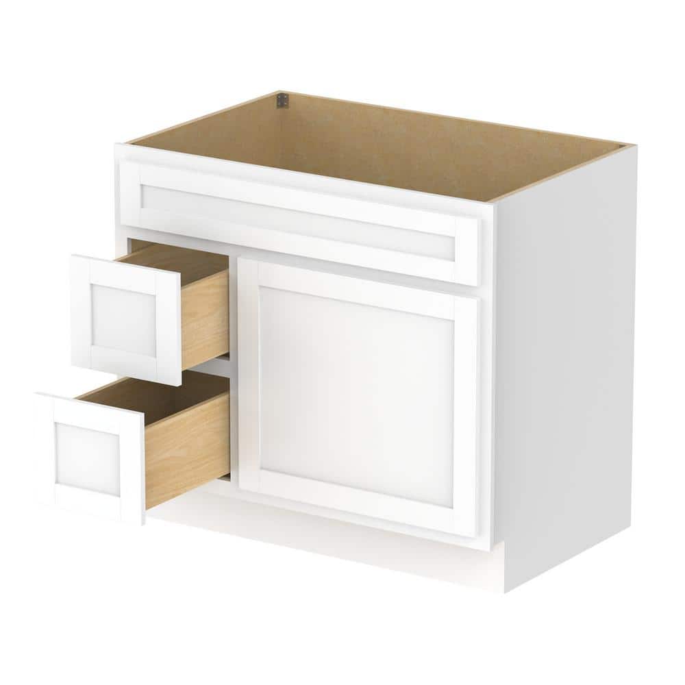 Vanity Art 36 in. W x 21 in. D x 32.5 in. H 2-Left Drawers Bath Vanity Cabinet Only in White