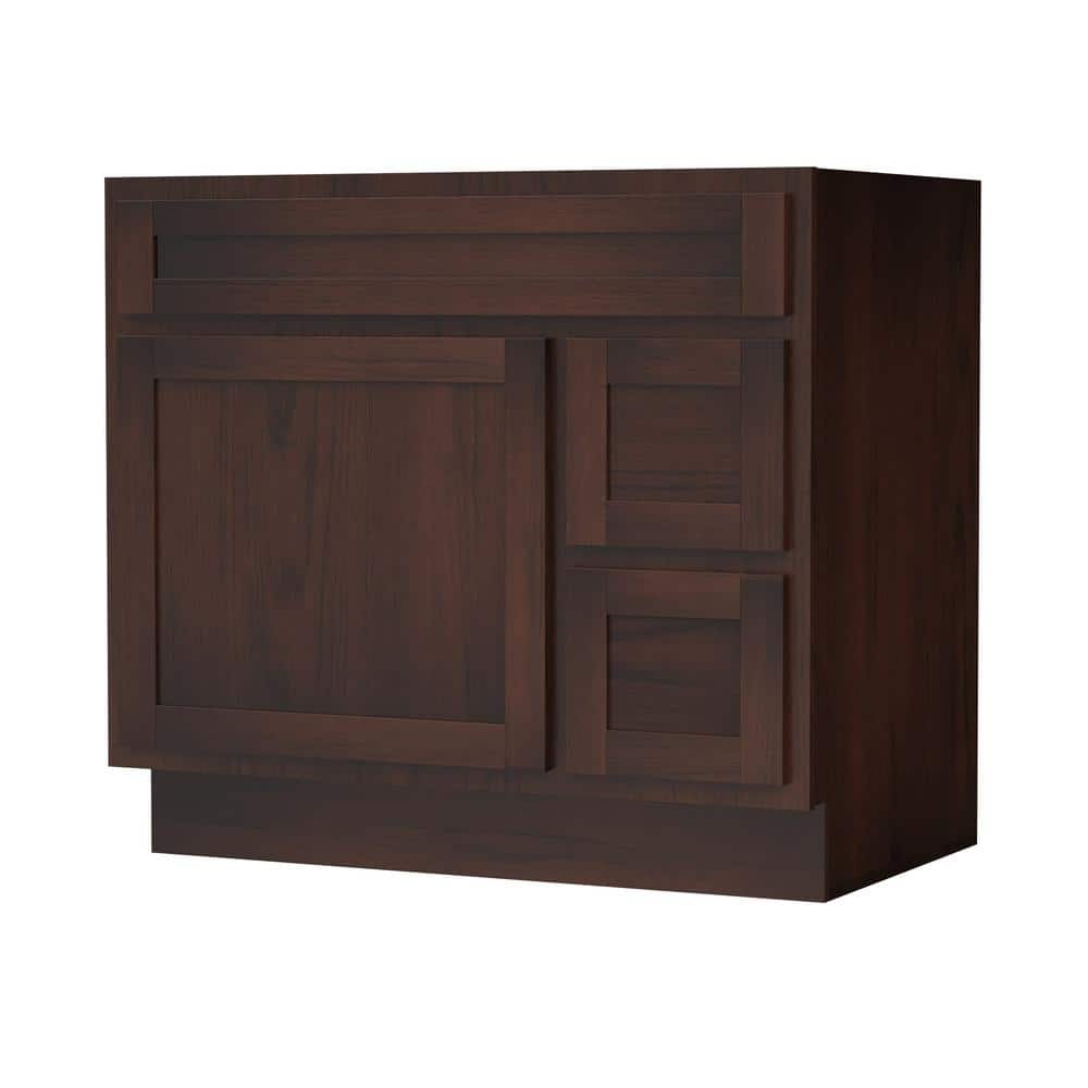 Vanity Art 36 in. W x 21 in. D x 32.5 in. H 2-Right Drawers Bath Vanity Cabinet Only in Brown