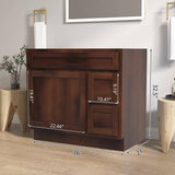 Vanity Art 36 in. W x 21 in. D x 32.5 in. H 2-Right Drawers Bath Vanity Cabinet Only in Brown
