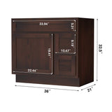 Vanity Art 36 in. W x 21 in. D x 32.5 in. H 2-Right Drawers Bath Vanity Cabinet Only in Brown