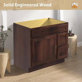 Vanity Art 36 in. W x 21 in. D x 32.5 in. H 2-Right Drawers Bath Vanity Cabinet Only in Brown
