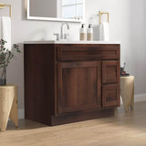 Vanity Art 36 in. W x 21 in. D x 32.5 in. H 2-Right Drawers Bath Vanity Cabinet Only in Brown