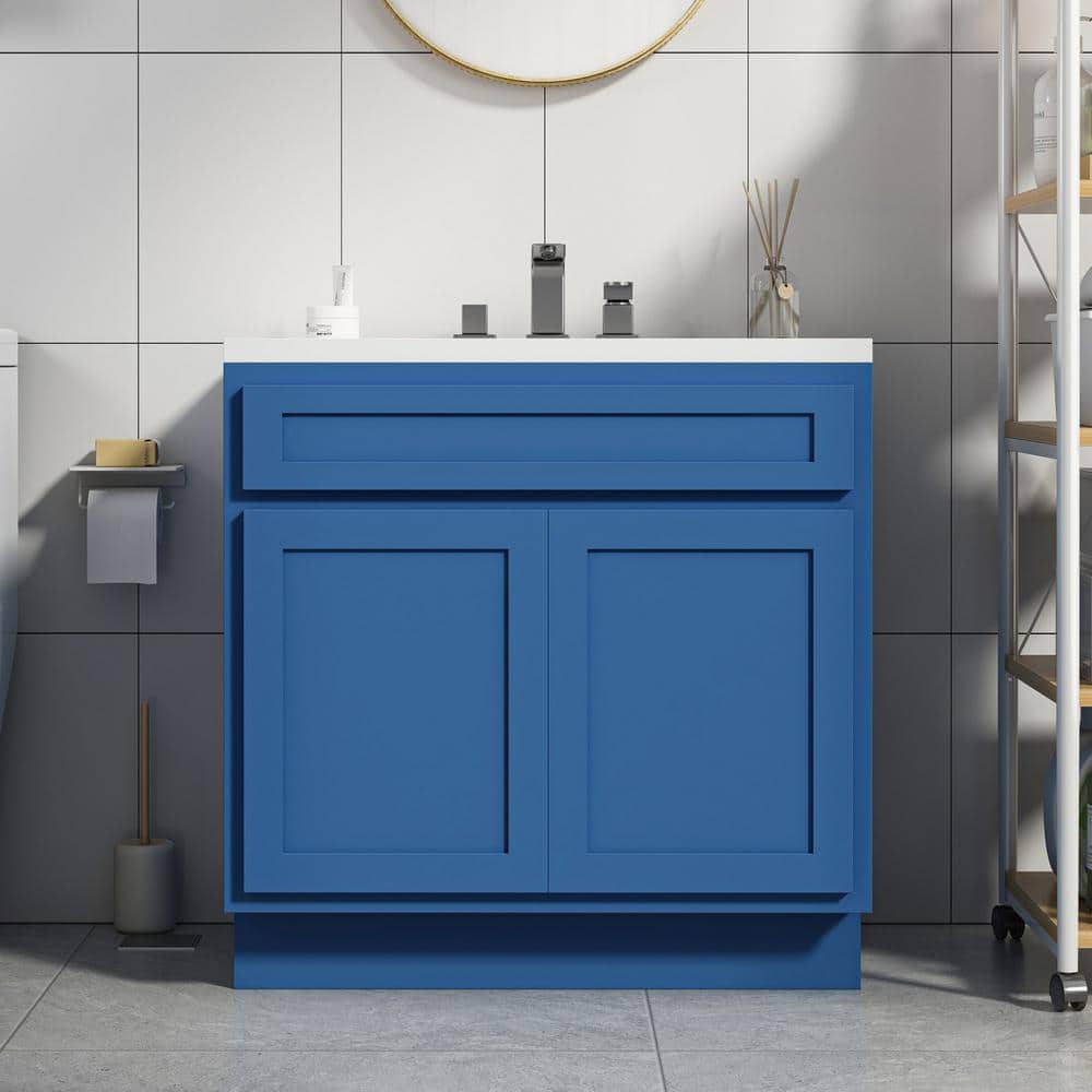 Vanity Art 36 in. W x 21 in. D x 32.5 in. H 2-Doors Bath Vanity Cabinet without Top in Blue