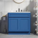 Vanity Art 36 in. W x 21 in. D x 32.5 in. H 2-Doors Bath Vanity Cabinet without Top in Blue