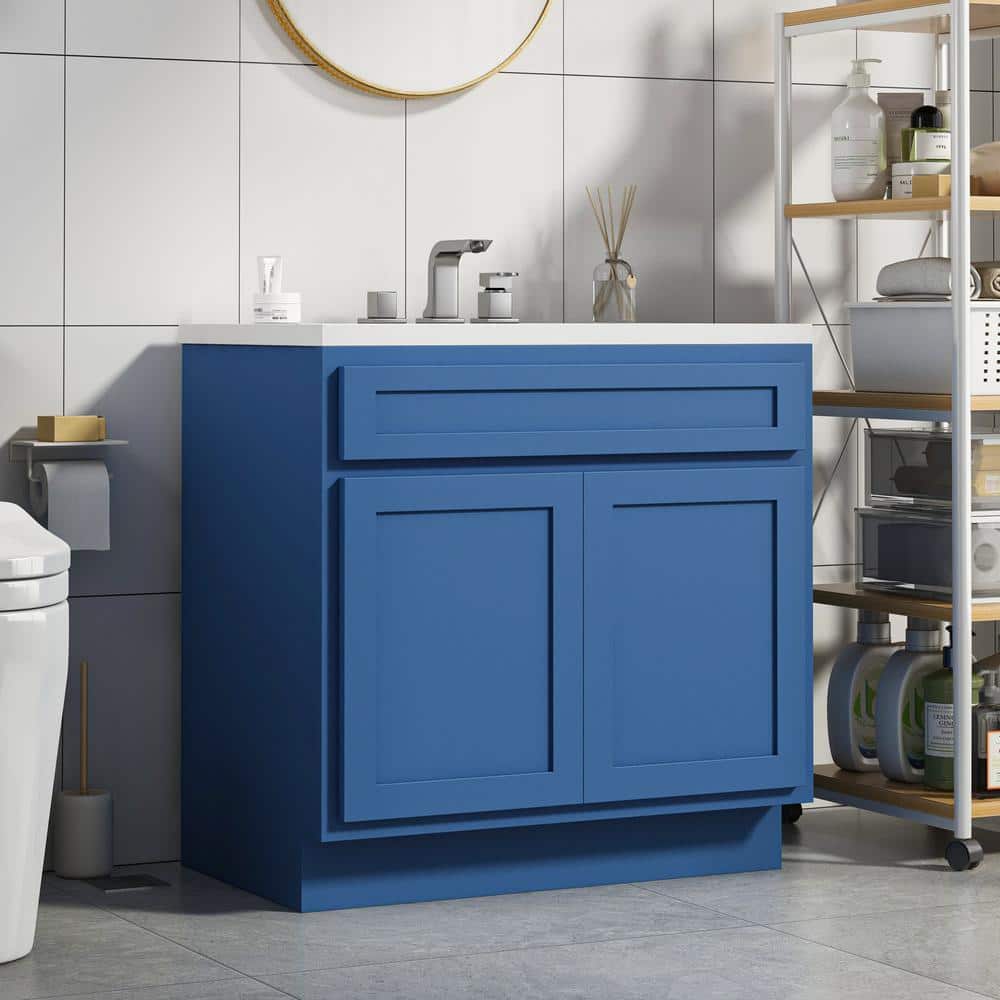 Vanity Art 36 in. W x 21 in. D x 32.5 in. H 2-Doors Bath Vanity Cabinet without Top in Blue